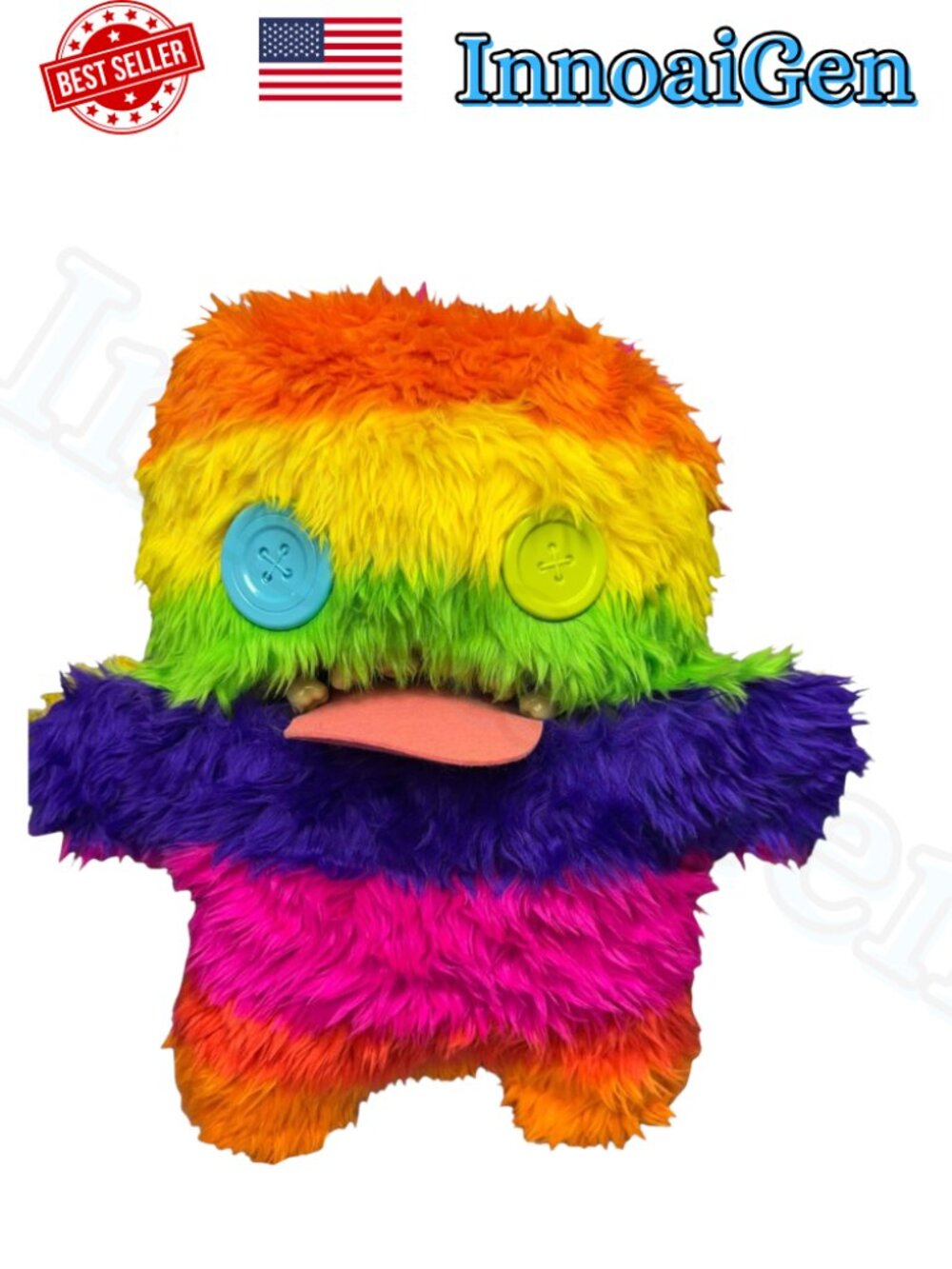 Zuru Bigg Fuggs Stripey Rainbow Monster Oogah Boogah Plush Toy Collectible NWT